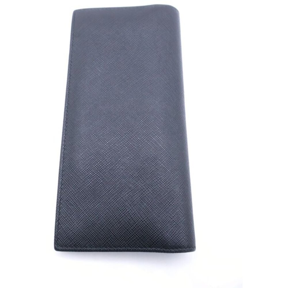Prada Saffiano Bifold Wallet Card Case Black Leather - Picture 2 of 6